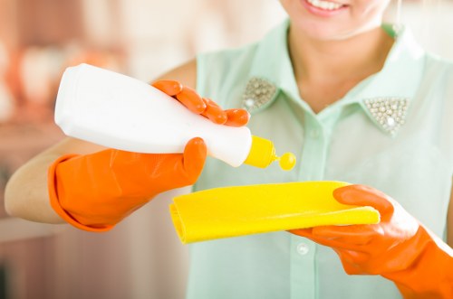 Technician cleaning a carpet in a South London flat
