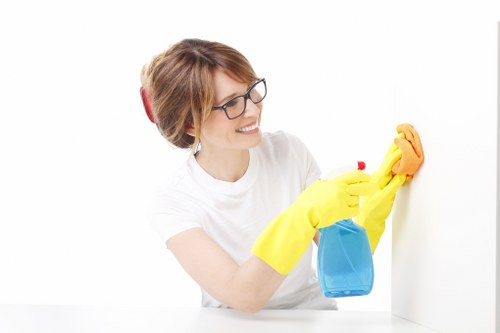 Cleaning staff caring for a communal area in a SW9 managed building